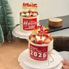 Olá2026 Adesivos de Feliz Ano Novo Decoração de Bolo Ano do Cavalo Fogos de Artifício de Véspera de Ano Novo Topper Acrílico Inserção