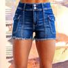 2025Temu Popular Europeu e Americano Exportação Transfronteiriça Elástico Cintura Alta Lavado Shorts Jeans Feminino Shorts Jeans para Mulheres