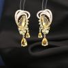 Pendientes de lujo ligeros de plata S925 con forma de gota de aguja y microincrustaciones de circonitas para mujer, pendientes exagerados con forma de encaje, venta al por mayor
