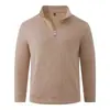 2026 Nuevo Suéter de Punto con Media Cremallera de Color Sólido para Hombre Otoño e Invierno Sudadera de Punto Camisa Base Casual para Jóvenes
