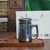 Taza de té martillada de titanio puro con tapa y asa, elegante vaso de agua para oficina, taza de metal de alta calidad para regalo, taza de té de negocios para hombres