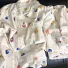Pijama Suave y Dulce con Estampado Integral para Mujer, Shorts de Manga Corta de Verano, Cárdigan, Traje de Solapa, Conjunto de Dos Piezas para Casa