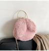 Bolsa de Pelúcia com Orelhas de Coelho Desenho Animado Fofo Nova Moda Versátil Bolsa de Ombro Transversal Corrente Pequena Peluda para Mulheres