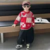 Suéter Infantil Outono Inverno 2026 Novo Estilo Malha Grossa Infantil Camada Base Festiva de Ano Novo Top Tendência