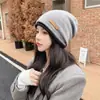 Gorro Quente de Outono e Inverno, Estilo Despojado, À Prova de Frio e Vento, Versátil, Tamanho Grande para Circunferência da Cabeça, Chapéu de Lã Tricotado, Caimento Solto