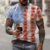 Moda Masculina Casual Transfronteiriça Temu Camiseta de Manga Curta com Estampa 3D Verão Nova Fonte Atacado de Fábrica
