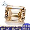 Anel Feminino Joia de Fábrica com Diamante Mosan Champagne Corte Esmeralda Tamanho Grande Pedra Nua Inlaid com Certificado de Código de Cintura