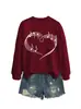 Amazon eBay Tienda Independiente Informal Cómoda de Moda para Mujer Sudadera de Manga Larga con Cuello Redondo con Nota Musical y Corazón para Comercio Exterior
