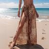 Nova Saia de Praia Meio-Comprimento Estampada de Leopardo Europeia e Americana de Verão Saia Wrap com Alça Tie-Dye de Malha com Proteção Solar Blusa