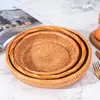 Bandeja de almacenamiento de ratán de Vietnam al por mayor plato para frutas y verduras postre dulces cesta tejida multifuncional cesta tejida cesta de frutas tres piezas