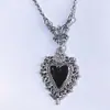 Collar con Colgante de Corazón Plateado Antiguo Gótico Sagrado Corazón para Fiesta Femenina Joyería de Declaración