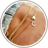 Tobillera de Doble Capa con Forma de Corazón y Letras 26, Chapada en Cobre, Diseño de Nicho Transfronterizo Europeo y Americano, Ajustable, Personalizable, Moderna Joyería para el Pie de Playa