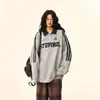 Sudadera de Estilo Universitario con Diseño de Cuello Polo de Color Contrastante para Mujer Otoño e Invierno Nueva Holgada Talla Grande Top con Solapa para Pareja