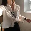Camisa Top Rayada Chic Coreana con Protección Solar 2026 Primavera/Verano Nueva Camisa Básica de Moda Simple para Mujer