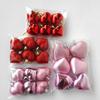 Dia dos Namorados Bola de Natal em Formato de Coração Amor Ornamento de Natal Galvanizado Coração de Pêssego Brilhante/Fosco/Com Glitter Presente para Árvore de Natal