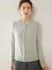 Suéter de Cachemira Pura para Mujer Otoño e Invierno Ajuste Delgado Cuello Redondo Manga Raglán Cárdigan Top de Manga Larga Tejido de Punto Capa Base