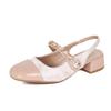 Ak-13 Huidong Yixinda 2025 Verano Zapatos de Mujer Retro Medias Zapatilla Punta Cuadrada Baja Tacón Grueso Estilo Chanel para Verano