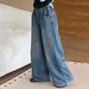 Jeans para Niñas Primavera y Otoño 2026 Nueva Moda Pantalones Rectos Sueltos de Pierna Ancha con Bordado de Perlas para Niñas Mayores