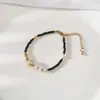 Colar original com contas folheadas a ouro e pérolas de água doce, colar de espinélio preto, design original, luxo leve, alta qualidade, nova coleção outono/inverno