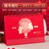 Calendario de Escritorio Rojo Estilo Chino Año del Cordero 2027 Nuevo Calendario de Escritorio para Oficina Decoración Personalizado para Empresas y Negocios