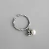 AR1316 Estilo Coreano Estilo Coreano Plata de Ley S925 Moda Retro Retorcido Perla de Agua Dulce Natural Anillo