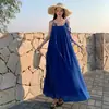 Nuevo Vestido de Tirantes Azul Francés de Principios de Primavera para Niños, Verano, Gama Alta, Vacaciones en la Costa, Vestido Largo