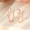 Pendientes de botón de tulipán de plata S925 para mujer, pendientes de clip de flor simples brillantes, joyería de moda con flor pulida y galvanizada