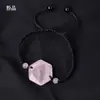 Pulsera tejida a mano con piedra original de cristal natural de seis puntas, amatista, ojo de tigre, joyería de seis puntas