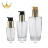 Suministro Directo del Fabricante, Botellas de Aceite Esencial para el Cuidado del Cabello de 50ml 100ml al por Mayor, Botellas Dispensadoras Cuadradas Planas de Vidrio con Interruptor Giratorio y Tapa de Presión