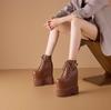 Plataforma Elevadora de 20 cm Botas Martin para Mujer, Tacón de Cuña Súper Alto Botines de Piel Genuina para Mujeres Bajitas