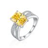 Anillo de plata esterlina 4ct tesoro colorido corte Flor de Hielo diamante cuadrado de lujo de alta calidad circón 8A 8*11 diamante de alto carbono anillo de plata 925 para mujer