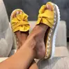 Sandalias de cuña con lazo transfronterizas europeas y americanas, novedad otoño 2026 para mujer, sandalias de suela gruesa para playa, talla grande, venta al por mayor