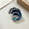Broche Retrô Esmaltado Imitação Forma de Onda Tema Oceano Pin de Lapela para Terno Casaco Novo Estilo Chinês Acessórios de Vestuário Atacado