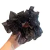 Goma Elástica Negra de Malla con Pedrería para Mujer, Goma para el Cabello de Alta Gama con Pedrería, Accesorio para el Cabello de Estilo Francés Inspirado en Chanel