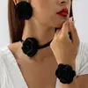 Accesorios Transfronterizos Europeos y Americanos, Collares de Flores de Tela Estilo Pequeño Fragante, Elegante y con Estilo Juego de Joyería de Flores Tridimensionales para Mujer