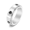 Anillo Giratorio Cruzado Nuevo Creativo Antiansiedad Simple de Trebol de Cuatro Hojas de Acero de Titanio para Mujer, Elegante Joyería de Oro de 18K
