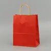 Bolsas de Papel Kraft Portátiles en Stock, Impresión de Logo Disponible, Bolsas de Papel para Empaque para Llevar de Catering, Bolsas de Papel para Empaque de Regalo Navideño, Personalización