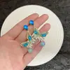 Pendientes de Gota de Agua Dulce Mariposa Súper Brillantes de Trabajo Pesado Estilo Francés para Mujer, Elegantes y de Hada, Pendientes de Estilo de Vacaciones Lujosos y de Alta Gama