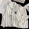 Direto da Fábrica/Boa Qualidade Conjunto de Pijama Cardigan de Algodão Nuvem com Lapela para Mulheres Primavera/Outono Manga Longa Calça Longa Conjunto para Casa