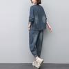Chaqueta de Mezclilla de Primavera y Otoño para Mamá 2024 Nuevo Conjunto Deportivo Casual de Dos Piezas para Mujeres de Mediana Edad y Mayores Moda Casual