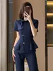 Traje Profissional Feminino de Verão com Manga Curta, Temperamento, Uniforme de Recepção de Hotel, Roupa para Salão de Beleza, Macacão para Joalheria