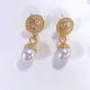 Pendientes de Moda Retro Vintage Transfronterizos Pendientes Elegantes de Nicho Estilo Mediados de Siglo Pendientes de Perlas de Alta Gama para Mujer
