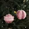 Nuevas Pestañas de Bola de Espuma de Peluche Rosa Bola de Navidad Adornos Colgantes para Árbol de Navidad Decoración de Ambiente Accesorios DIY