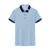 Camisa Polo de Algodón Fresco Elástico con Bloques de Color y Cuello Lapel Ropa de Trabajo Personalizada Camisa Cultural de Manga Corta Estampado de Logo