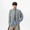 Cardigan Tricot Retrô Americano com Zíper Duplo Masculino e Feminino Outono Novo Estilo Preguiçoso Malhas Top Simples Solto