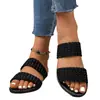 Zapatillas planas sin cordones de gran tamaño para mujer de comercio exterior europeo y americano, sandalias de playa ligeras con tira tejida simple