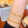 Tienda de Oro Mismo Estilo Pulsera de Monedas Calabaza Full Diamante para Mujer Oro Arena Imitación Diseño de Nicho Joyería Regalo para Novia