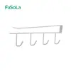 Gabinete FaSoLa 4 Ganchos Estante de Almacenamiento Perchero de Fijación sin Perforaciones Gancho con Clip sin Rastro para Cocina Colgante de Pared