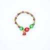 Pulsera de regalo de Navidad con cordón elástico y cuentas de colores, ideal como regalo de Navidad, con campana para árbol de Navidad de Papá Noel.