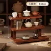 Prateleira de mesa de chá, tampo de mesa de sala de chá, suporte de armazenamento para xícaras de chá, pequeno suporte de chá estilo chinês novo, suporte de exibição de conjunto de chá para bancada